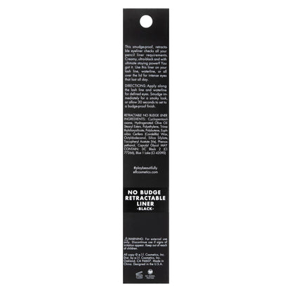 e.l.f. No Budge Retractable Eyeliner, Creamy, Ultra-Pigmented & Waterproof, Creates Bold & Defined Lines, Vegan & Cruelty-Free, Black